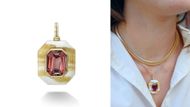 Retrouvai Yellow Rhodochrosite & Pink Tourmaline Lollipop Pendant (Image via Tiny Gods)